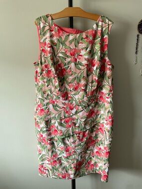 Laura Plus Floral Sheath Dress Sleeveless Midi Ruffle Tiered Hem Size 22